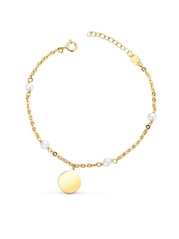 18K PULSERA ORO AMARILLO CON PERLAS...