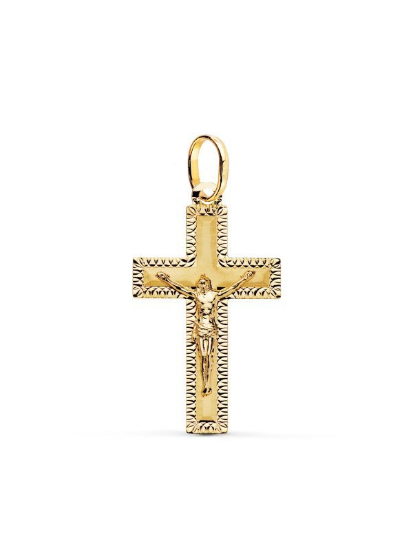 18K CRUZ ORO AMARILLO CON CRISTO...