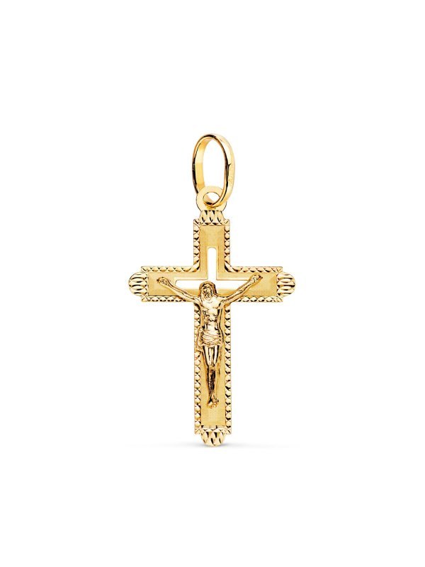 18K CRUZ ORO AMARILLO CON CRISTO...