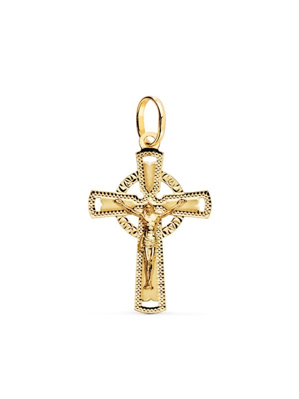 18K CRUZ ORO AMARILLO CON CRISTO...