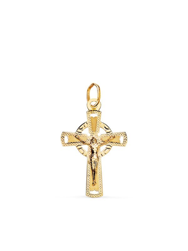 18K CRUZ ORO AMARILLO CON CRISTO...