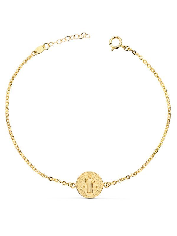 18K PULSERA ORO AMARILLO CON MEDALLA...