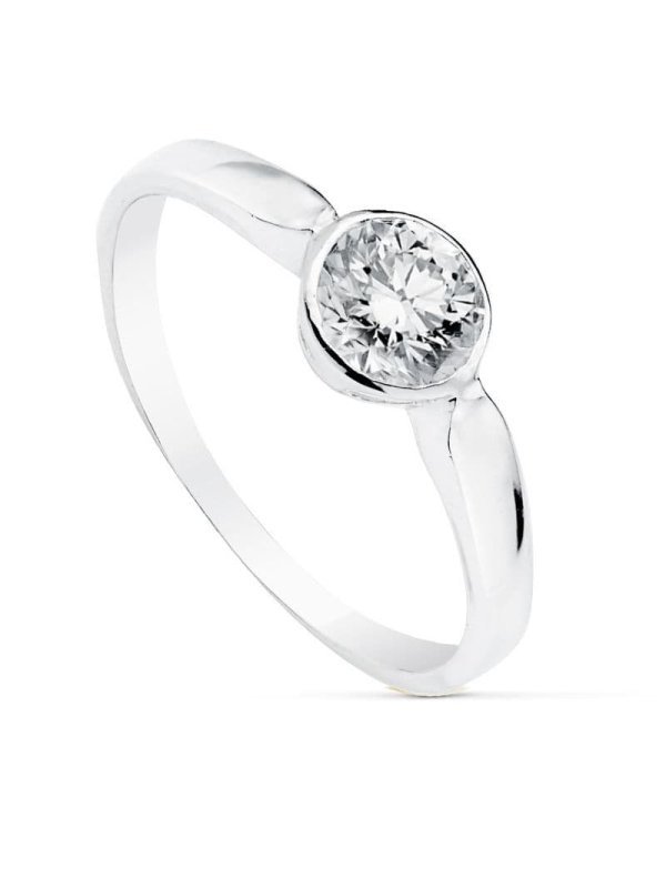 18K SOLITARIO ORO BLANCO CIRCONITA 6 MM