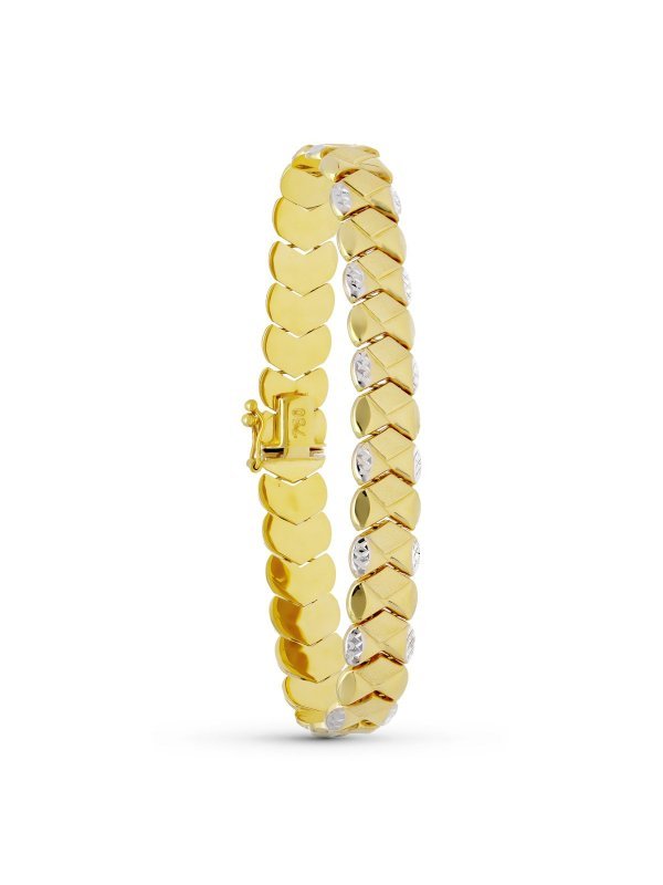 18K PULSERA ORO BICOLOR ESTAMPACION...