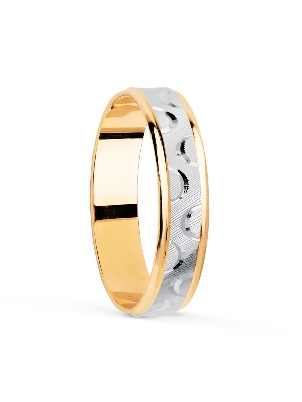 18K ALIANZA ORO BICOLOR TALLADA Y...