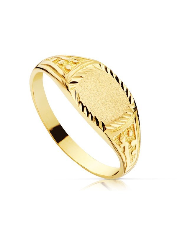 18K SELLO ORO AMARILLO CADETE TALLADO