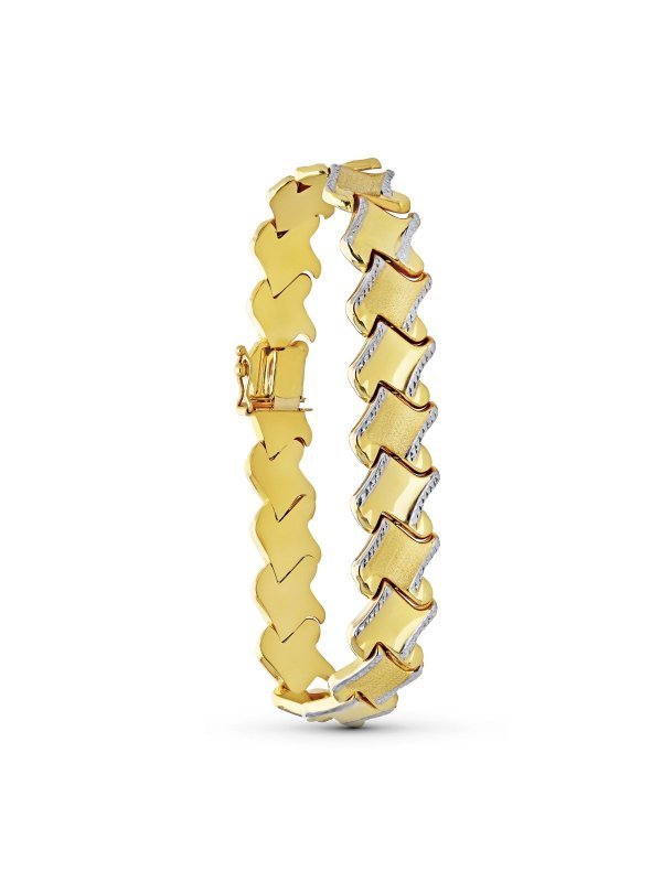18K PULSERA BICOLOR ESTAMPACION