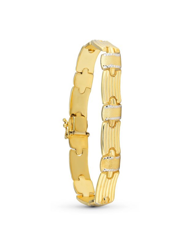 18K PULSERA BICOLOR ESTAMPACION