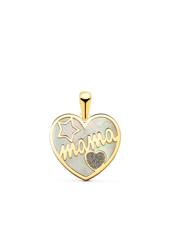 18K COLGANTE DE CORAZON CON NACAR...