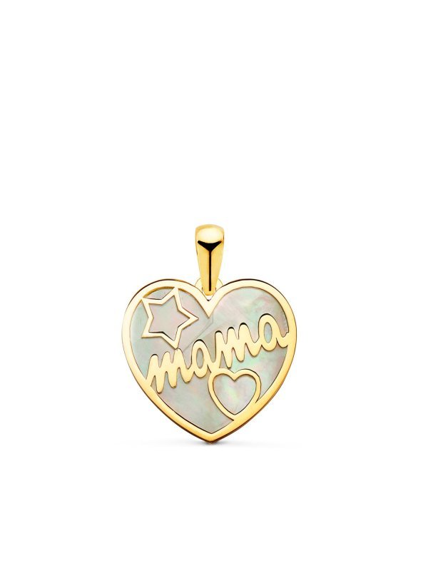 18K COLGANTE DE CORAZON CON NACAR...