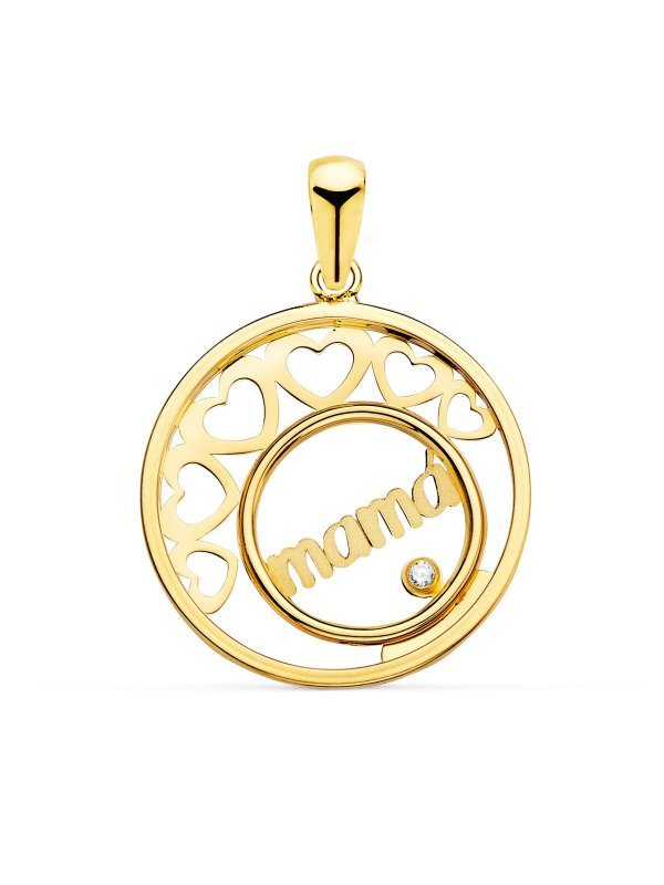 18K COLGANTE ORO AMARILLO CORAZONES Y...