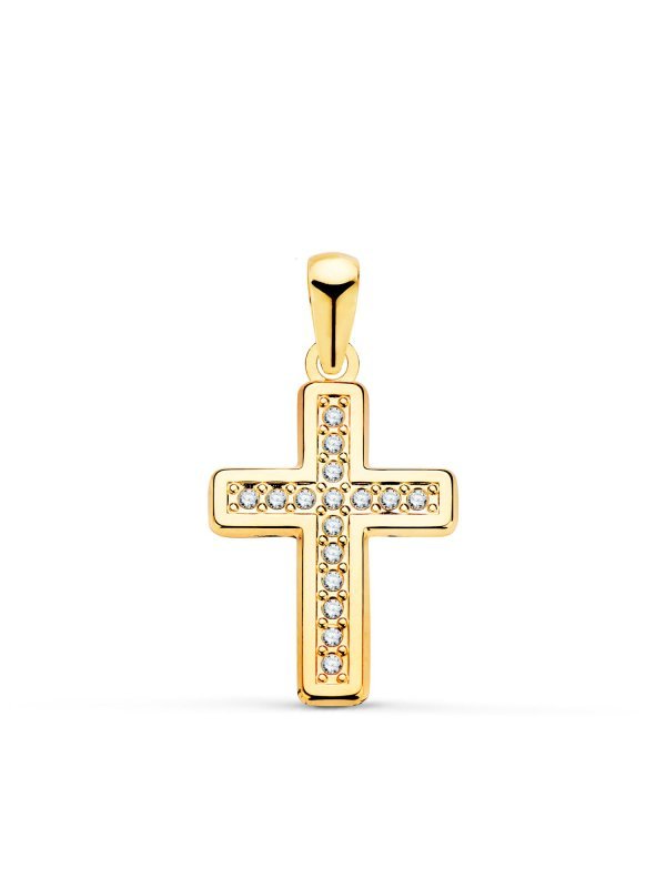 18K CRUZ ORO AMARILLO CON CIRCONITAS...