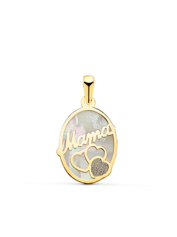 18K COLGANTE DE NACAR OVAL MAMA CON...
