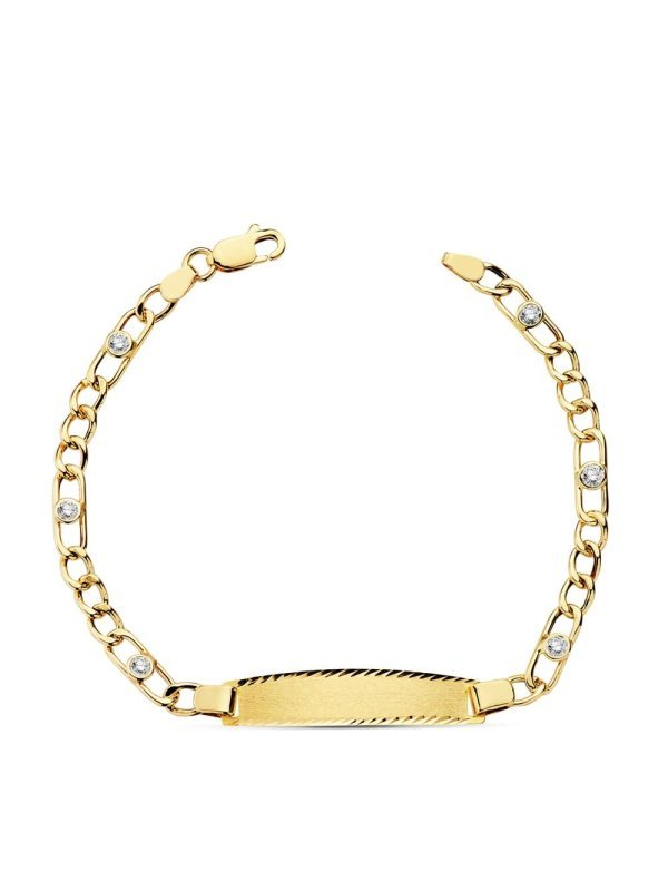 18K ESCLAVA HUECA CIRCONITAS 18.5 CM
