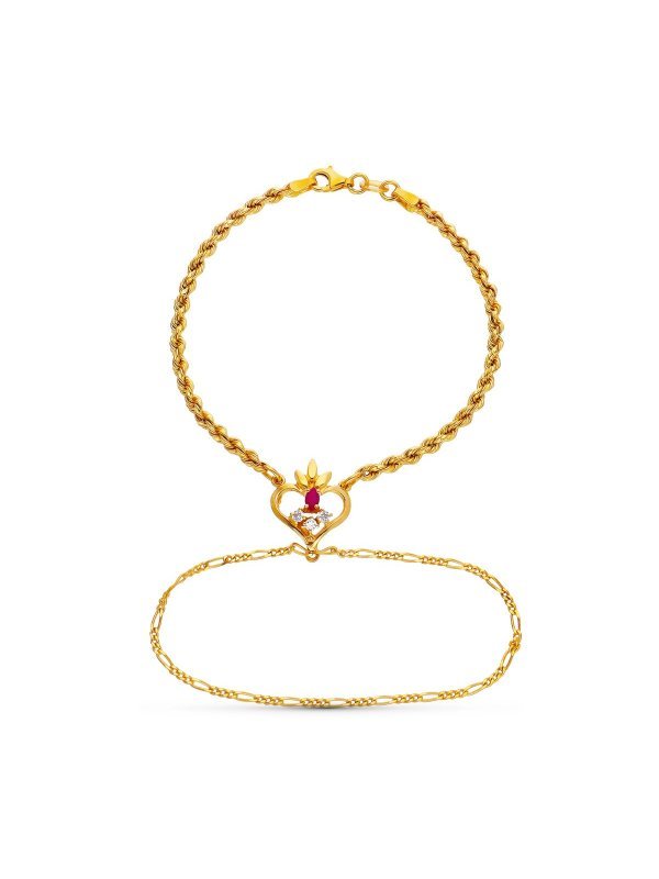18K PULSERA ORO AMARILLO INDIA RUBI...