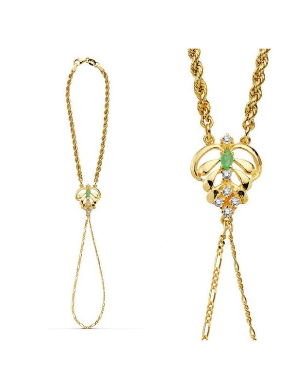 18K PULSERA INDIA PIÃ‘A Y CORDON 9.85 GR