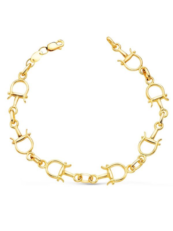18K PULSERA ORO AMARILLO ESTRIBOS EN...