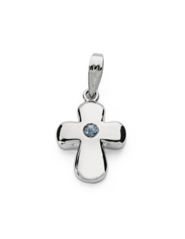 18K CRUZ ORO BLANCO CIRCONITA 21X14 MM