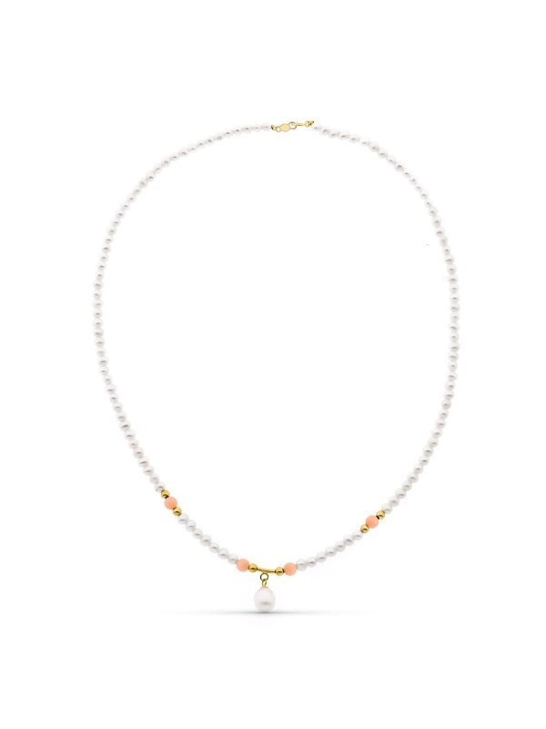 18K COLLAR ORO AMARILLO PERLA CONCHA...