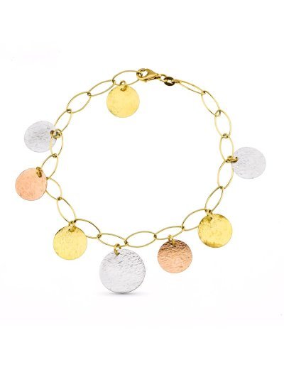 18K PULSERA TRICOLOR CHAPITAS
