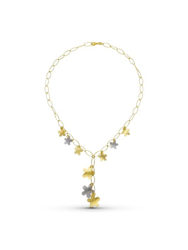 18K GARGANTILLA ORO BICOLOR FLORES