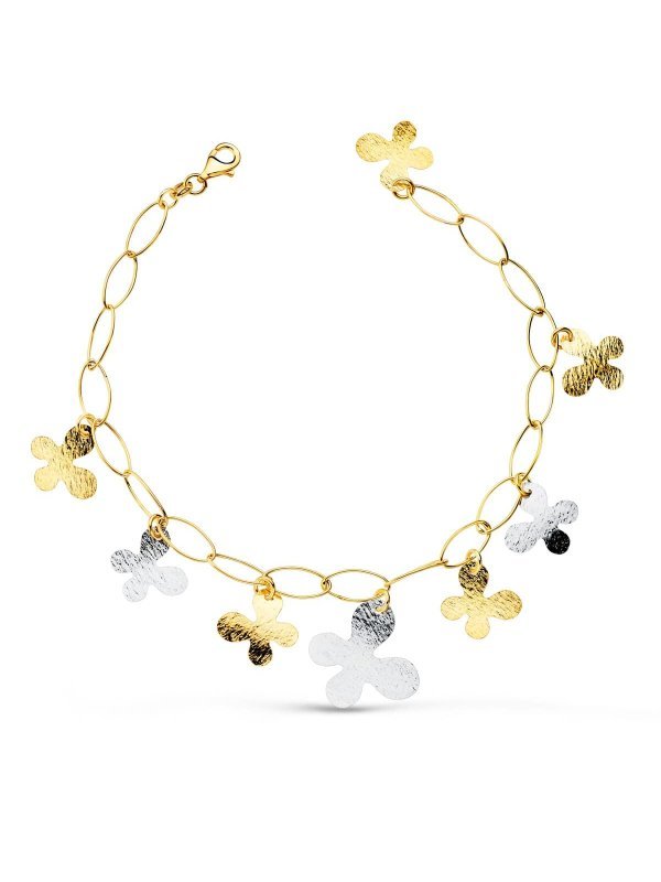 18K PULSERA ORO BICOLOR ESLABONES...