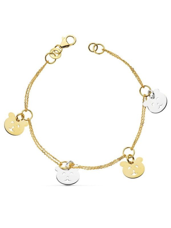 18K PULSERA BICOLOR OSO S 19.5 CM