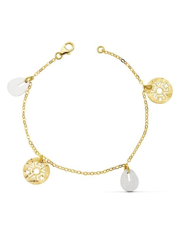 18K PULSERA BICOLOR FETICHES 19CM...