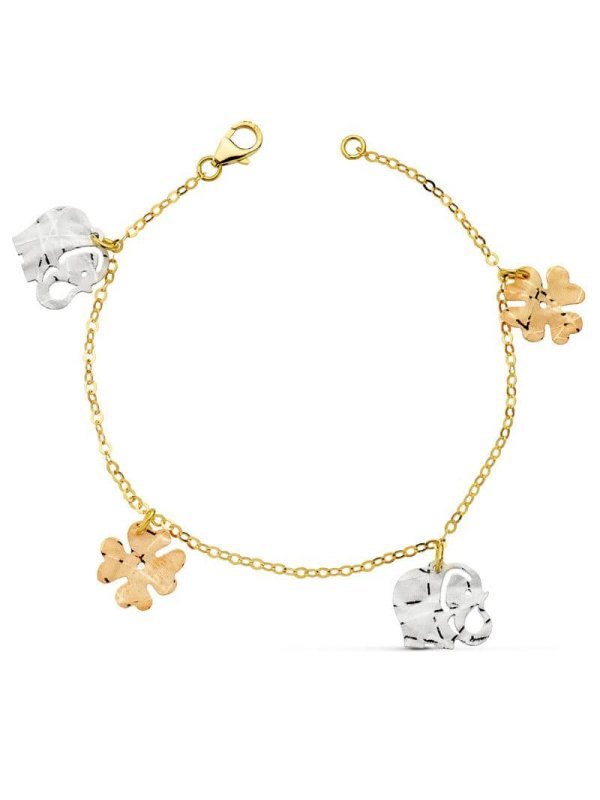 18K PULSERA TRICOLOR FETICHES 17CM...