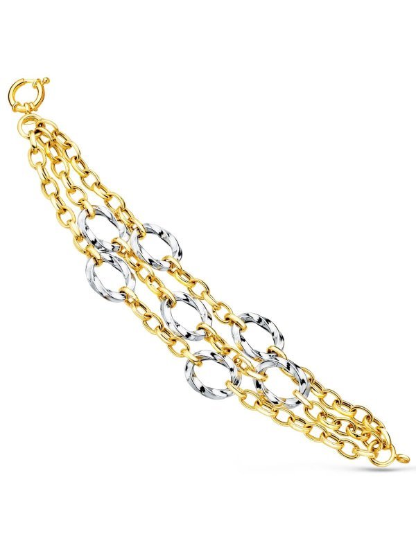 18K PULSERA ORO BICOLOR TRIPLE CADENA...