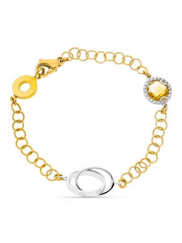 18K PULSERA ORO BICOLOR ESLABONES...