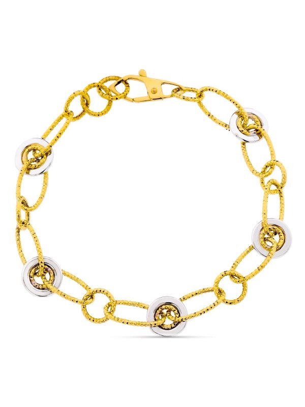 18K PULSERA ORO BICOLOR 18K ESLABONES
