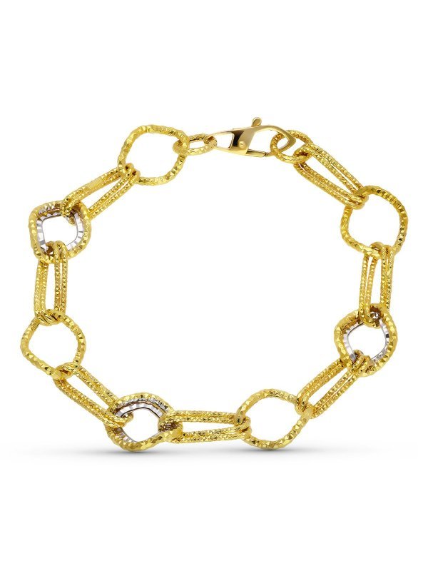 18K PULSERA ORO BICOLOR ESLABONES