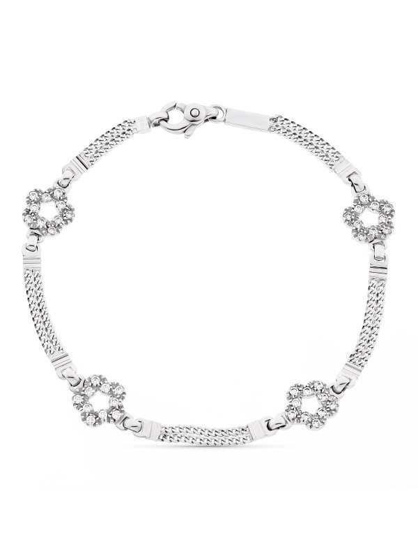 18K PULSERA ORO BLANCO FLORES ANCHO 8...