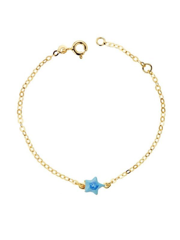 18K PULSERA BEBE ESTRELLA ESMAL.14CM