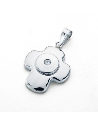 18K CRUZ ORO BLANCO CIRCONITA 21X16 MM
