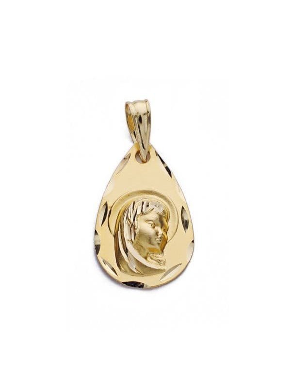 18K MEDALLA VIRGEN NIÑA GOTA 19x12 MM
