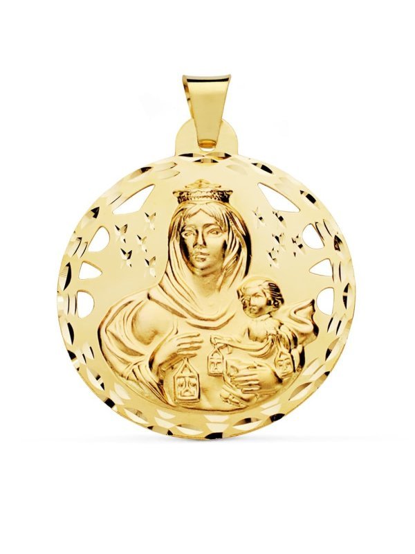 18K MEDALLA VIRGEN DEL CARMEN CALADA...
