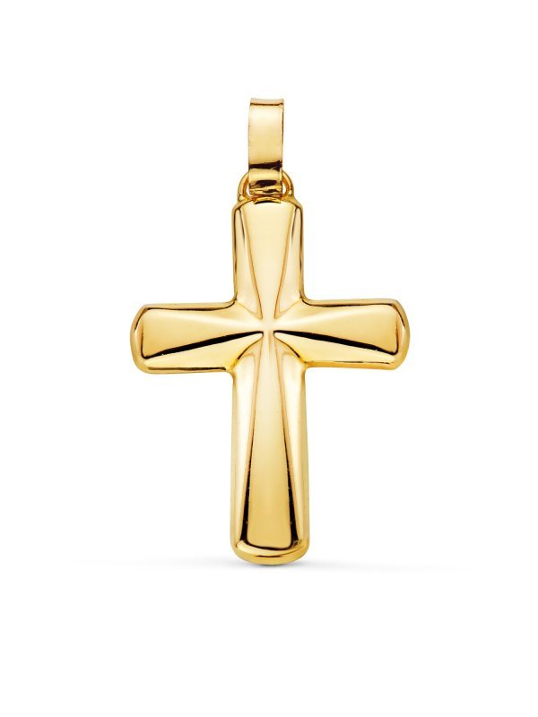 18K CRUZ ORO AMARILLO HUECA LISA...