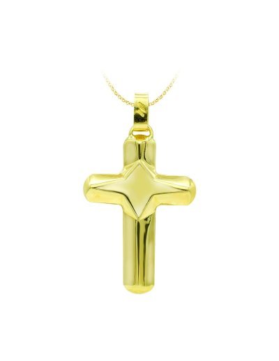 18K CRUZ ORO AMARILLO HUECA...