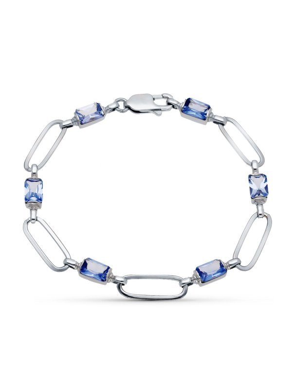 18K PULSERA ORO BLANCO PIEDRAS 19.5 CM