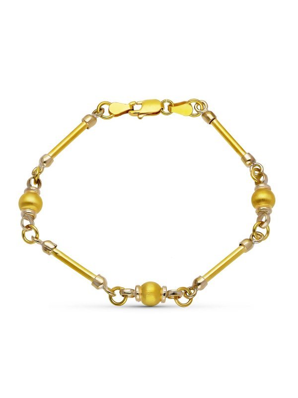 18K PULSERA ORO AMARILLO BARRA Y BOLAS