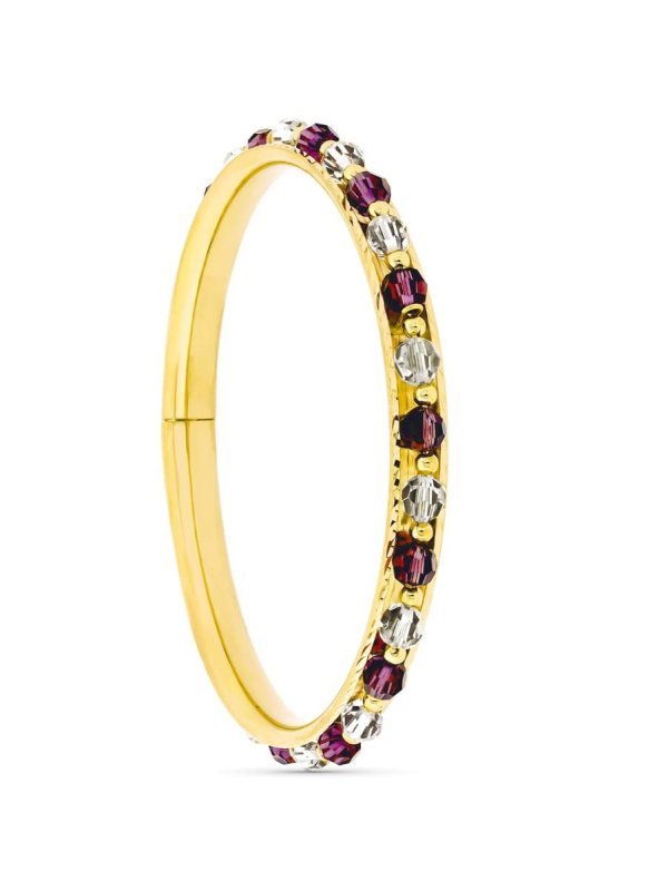 18K PULSERA RIGIDA CON PIEDRAS ROJA Y...