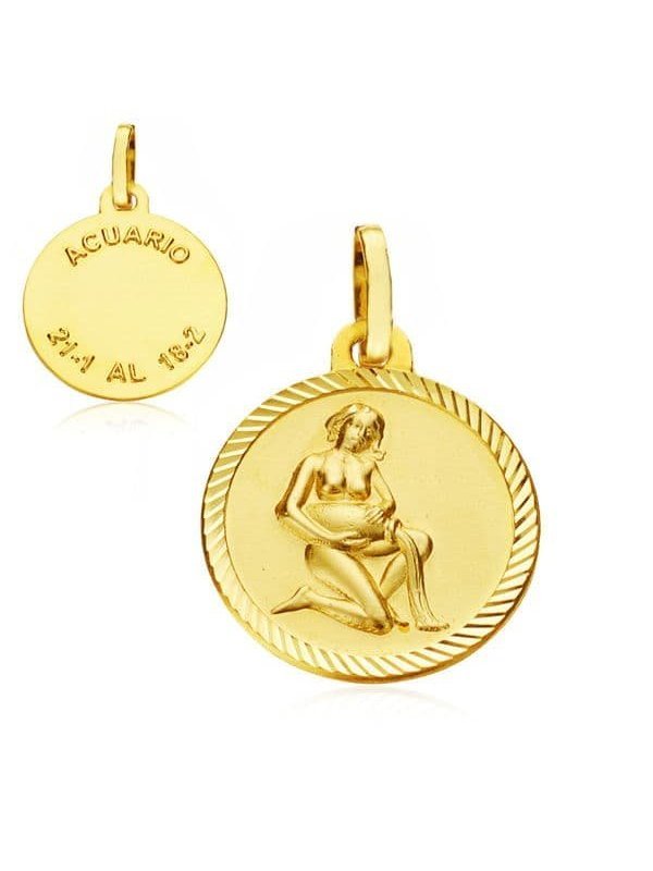 18K HOROSCOPO ACUARIO 20 MM