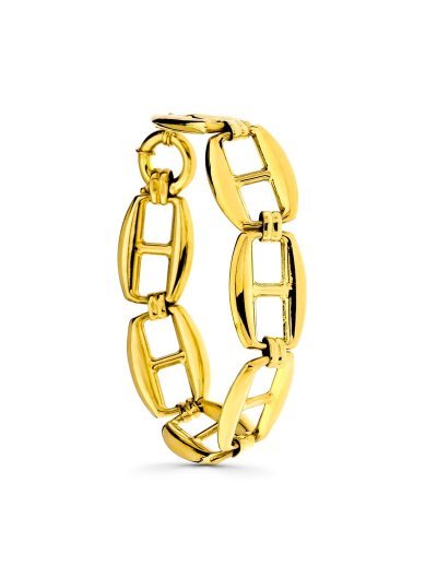 18K PULSERA BARCO HUECA GRANDE