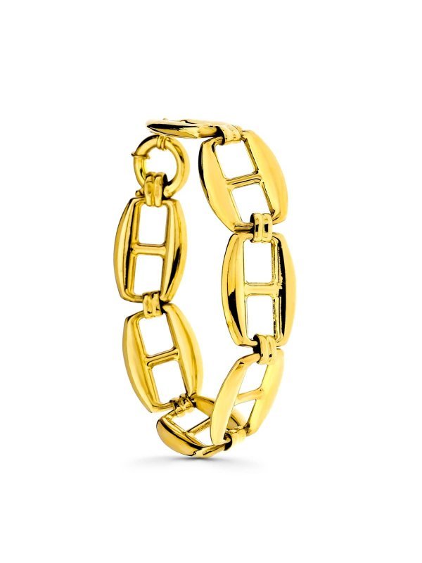 18K PULSERA BARCO HUECA GRANDE