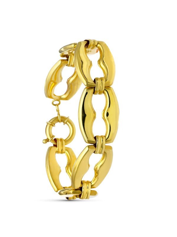 18K PULSERA ORO AMARILLO BARCO HUECA...