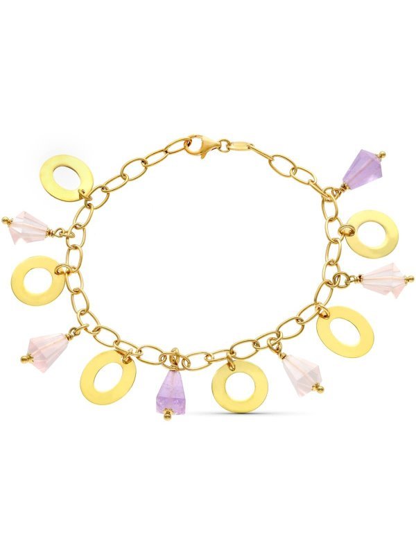18K PULSERA ORO AMARILLO CIRCULOS Y...