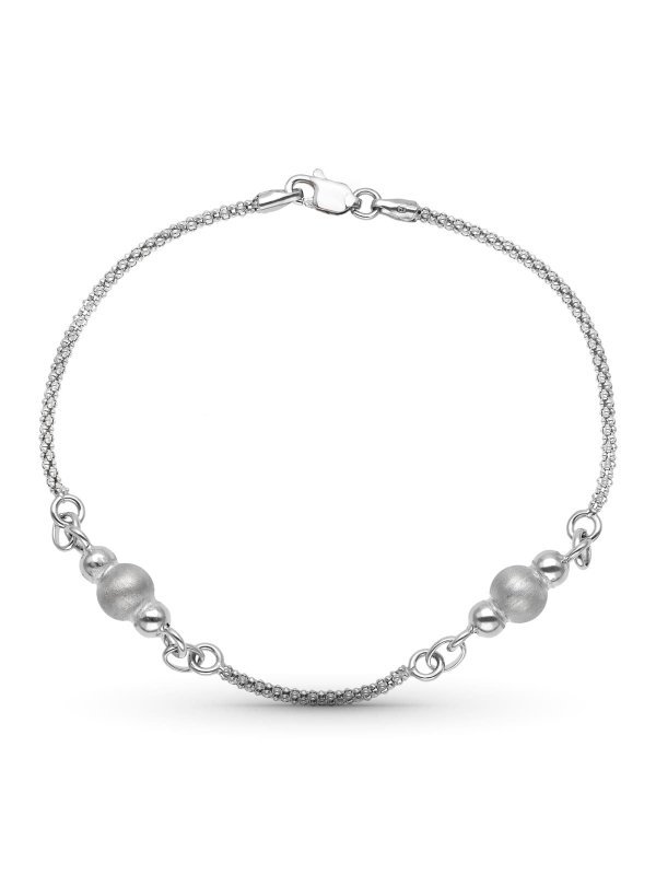 18K PULSERA ORO BLANCO CADENA Y BOLAS...