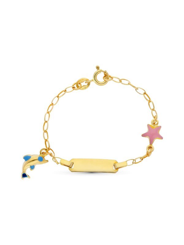 18K ESCLAVA ORO AMARILLO DELFIN Y...